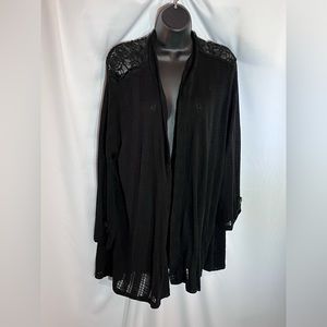Black Cardigan Sweater With Shoulder Cut Outs Size 3X